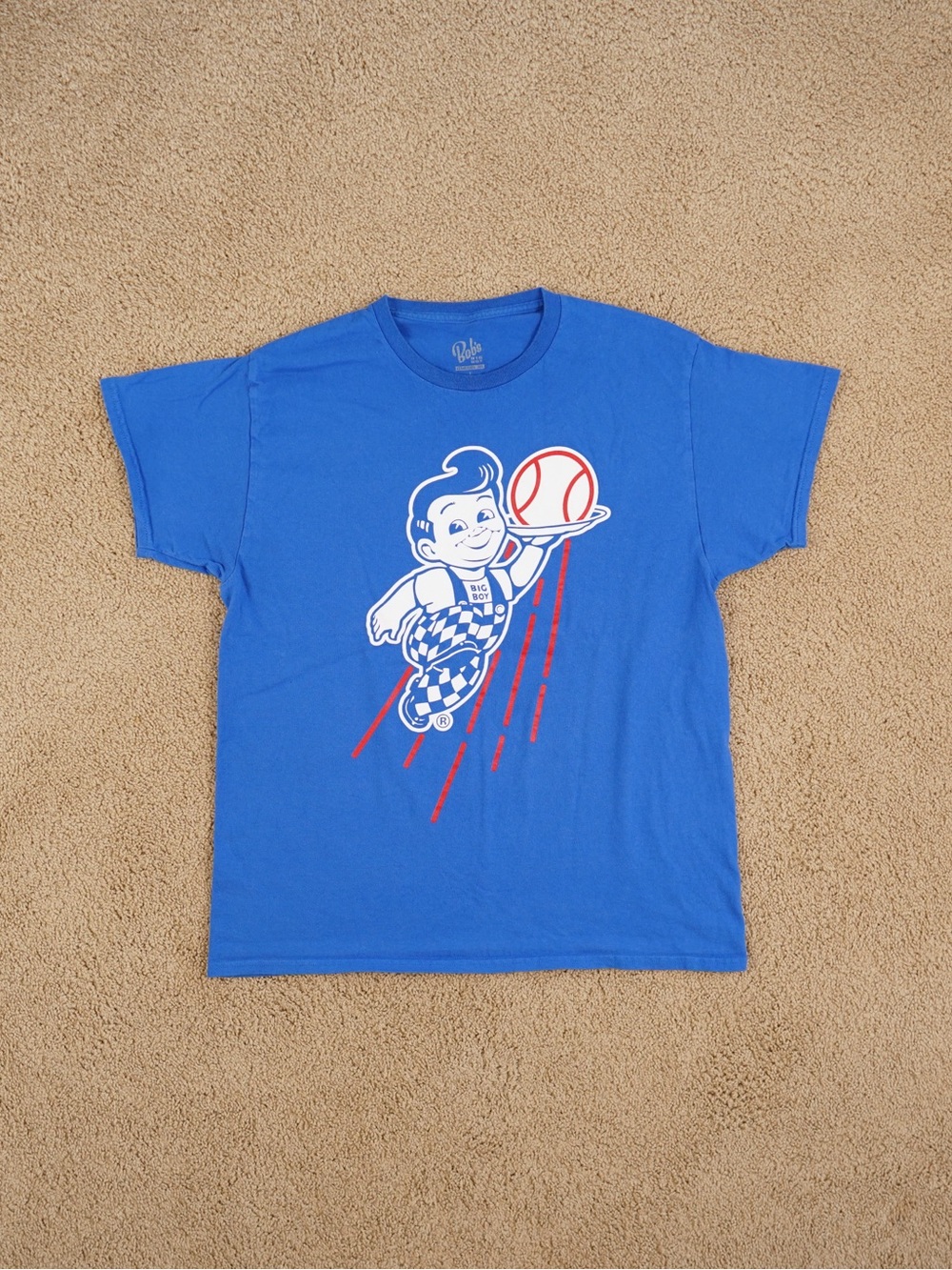 Royal Blue Short-Sleeve Graphic Tee with Bob’s Big Boy Mascot